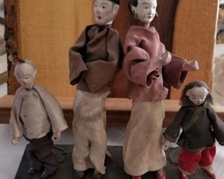 Antique Chinese character dolls -family group