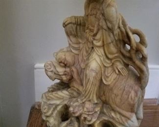 Antique Carved soapstone lamp  - Guanyin