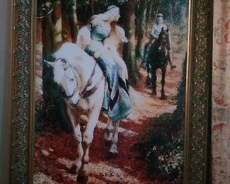 Framed print - medieval woman & knight