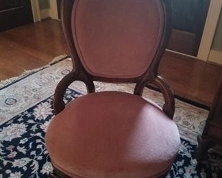 Victorian rose carved balloon chair
