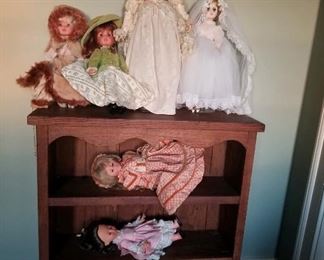 Dolls, bookcase