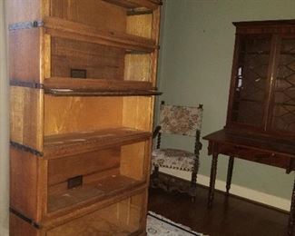 Globe Wernicke barrister bookcase - six stack/lower drawer, paw feet