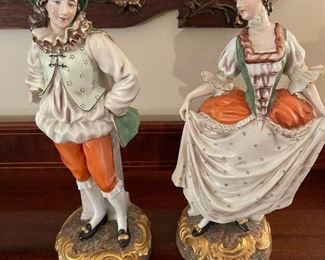 Vintage Capodimonte figurines - pair, crown over N mark (Naples)