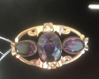 Gorgeous Antique Rose Gold & Amethyst pin or necklace