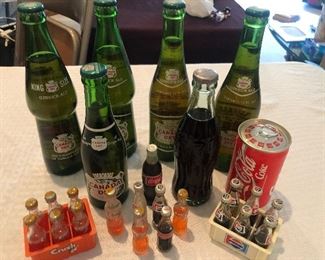 1960’s Canada Dry Green Glass Bottles & miniture Pepsi & Crush bottles