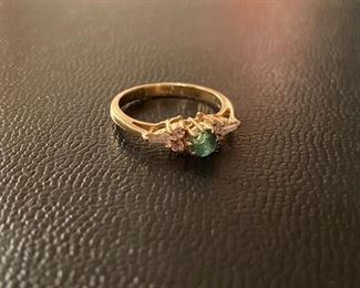 Lot #055---14ky Emerald and Diamond Ring, weight: 2.5g, size: 6.5, price: $295