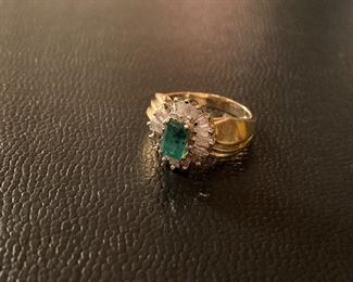 Lot #066---14ky Emerald and Diamond Ring, weight: 4.6g, size: 5.5, price: $650
