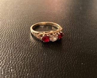 Lot #067---14ky Diamond and Ruby Ring, weight: 2.9g, diamond weight: 0.50ct, size: 7.25, price: $500