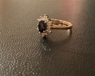 Lot # 074---14kw Diamond and Sapphire Ring, weight: 2.3g, size: 6, price: $450