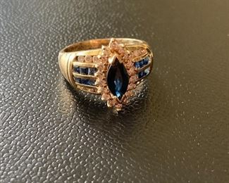 Lot #087---14ky Sapphire and Diamond Ring, weight: 7.5g, size: 10.5, price: $900