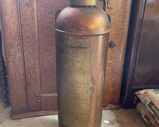 Vintage Brass and Copper Fire Extinguisher 