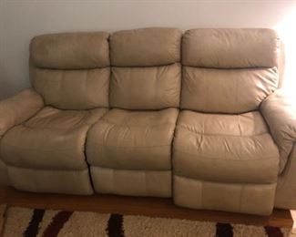 Leather electric recliner sofa with matching loveseat 