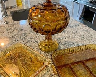 vintage amber glassware