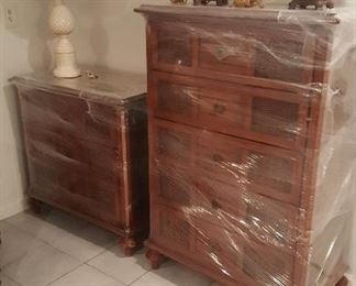Tommy Bahama chest of drawers and nightstand, part of king size set.