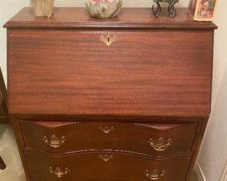 Drop front desk, serpentine front