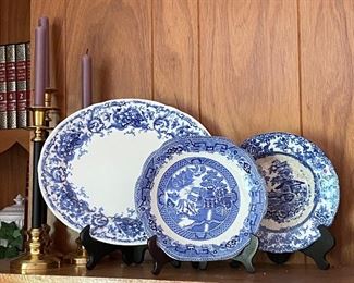 Blue and white plates.