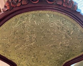 Close up of Victorian style gent and Ladies chairs.