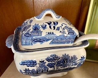 Willow Ware soup tureen marked Japan