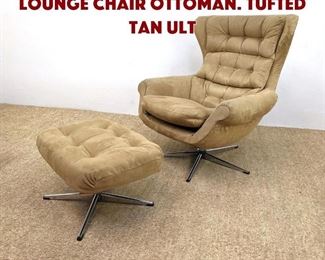 Lot 1202 Modernist Recliner Lounge Chair Ottoman. Tufted Tan Ult