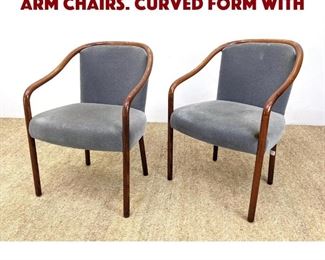 Lot 1220 Pair WARD BENNETT DESIGNS Arm Chairs. Curved form with 
