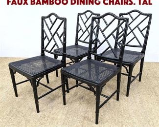 Lot 1221 Set 4 Decorator Ebonized Faux Bamboo Dining Chairs. Tal