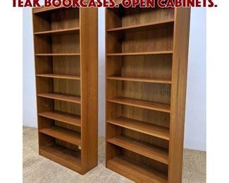 Lot 1223 Pr 7 Tall Danish Modern Teak Bookcases. Open cabinets.