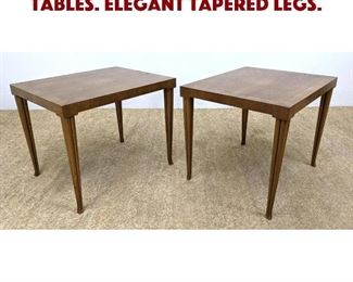 Lot 1231 Pr BAKER Banded Side End Tables. Elegant tapered legs. 