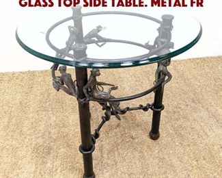 Lot 1232 A Table Full of Monkeys. Glass Top Side Table. Metal fr
