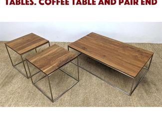 Lot 1235 3pc CRATE and BARREL Tables. Coffee Table and Pair End 