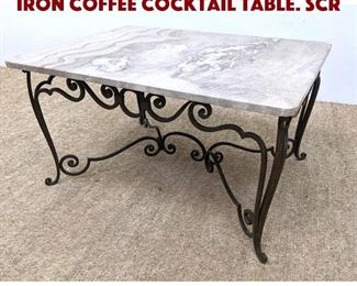 Lot 1238 French Style Marble and Iron Coffee Cocktail Table. Scr