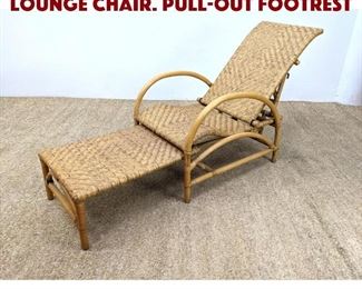 Lot 1243 Reclining Rattan Bamboo Lounge Chair. Pullout Footrest
