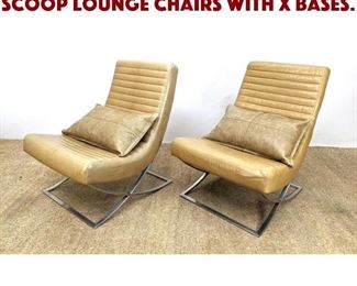 Lot 1244 Pair CRATE and BARREL Scoop Lounge Chairs with X bases.