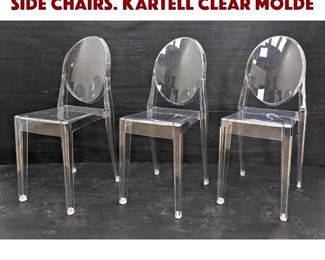 Lot 1245 3pc Set Victoria Ghost Side Chairs. KARTELL Clear Molde