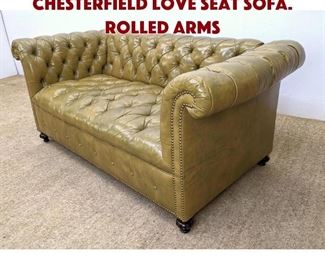 Lot 1248 Tufted Leather Chesterfield Love Seat Sofa. Rolled Arms