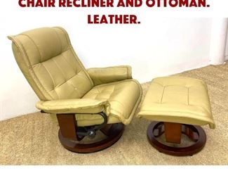 Lot 1249 BENCHMASTER Lounge Chair Recliner and Ottoman. Leather.