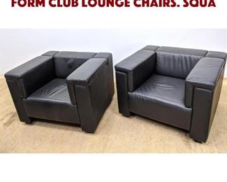 Lot 1251 Pr MDC Black Leather Cube Form Club Lounge Chairs. Squa