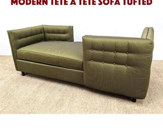Lot 1253 KRAVET Green Upholstered Modern Tete a Tete Sofa Tufted
