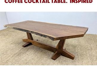 Lot 1256 Custom Thick Plank Top Coffee Cocktail Table. Inspired