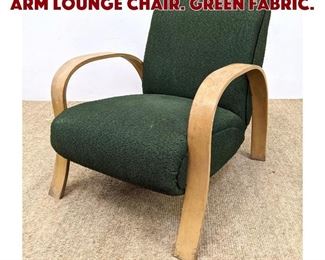 Lot 1274 Alvar Aalto style Blond Arm Lounge chair. Green Fabric.