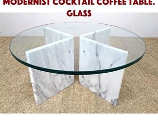 Lot 1281 Marble and Glass Modernist Cocktail Coffee Table. Glass