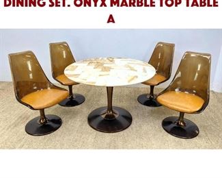 Lot 1286 Space Age Modernist Dining Set. Onyx marble top table a