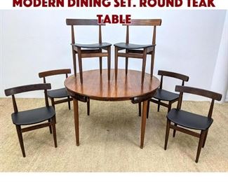 Lot 1292 FREM ROJLE 7pc Teak Modern Dining Set. Round Teak Table