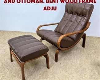 Lot 1293 WESTNOFA Lounge Chair and Ottoman. Bent wood frame adju
