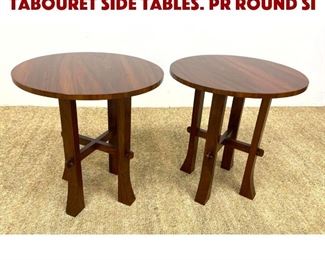 Lot 1297 Arts and Crafts Style Tabouret Side Tables. Pr Round Si