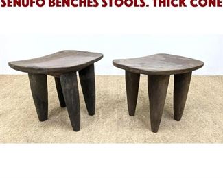 Lot 1302 Pr Tribal Carved Wood Senufo Benches Stools. Thick cone