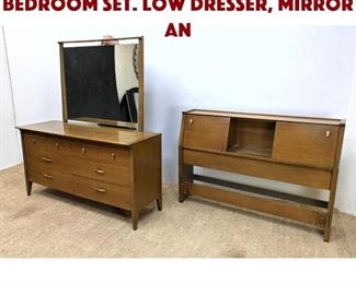 Lot 1306 3pcs DREXEL Profile Bedroom Set. Low dresser, mirror an