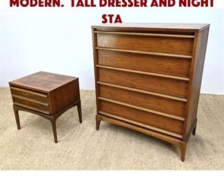 Lot 1308 2 pcs LANE American Modern. Tall Dresser and Night Sta