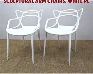 Lot 1312 Pr Molded Plastic Frame Sculptural Arm Chairs. White Pl