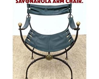 Lot 1315 Iron and Brass Savonarola Arm Chair. 