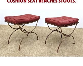 Lot 1320 Pr Metal Upholstered Cushion seat Benches Stools. 